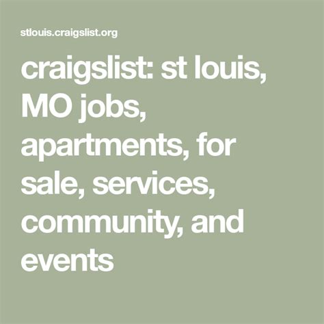 craigslist: st louis jobs, apartments, for sale, services, community .